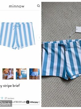 Minnow Swim boys bay stripe brief 5/6 NWT